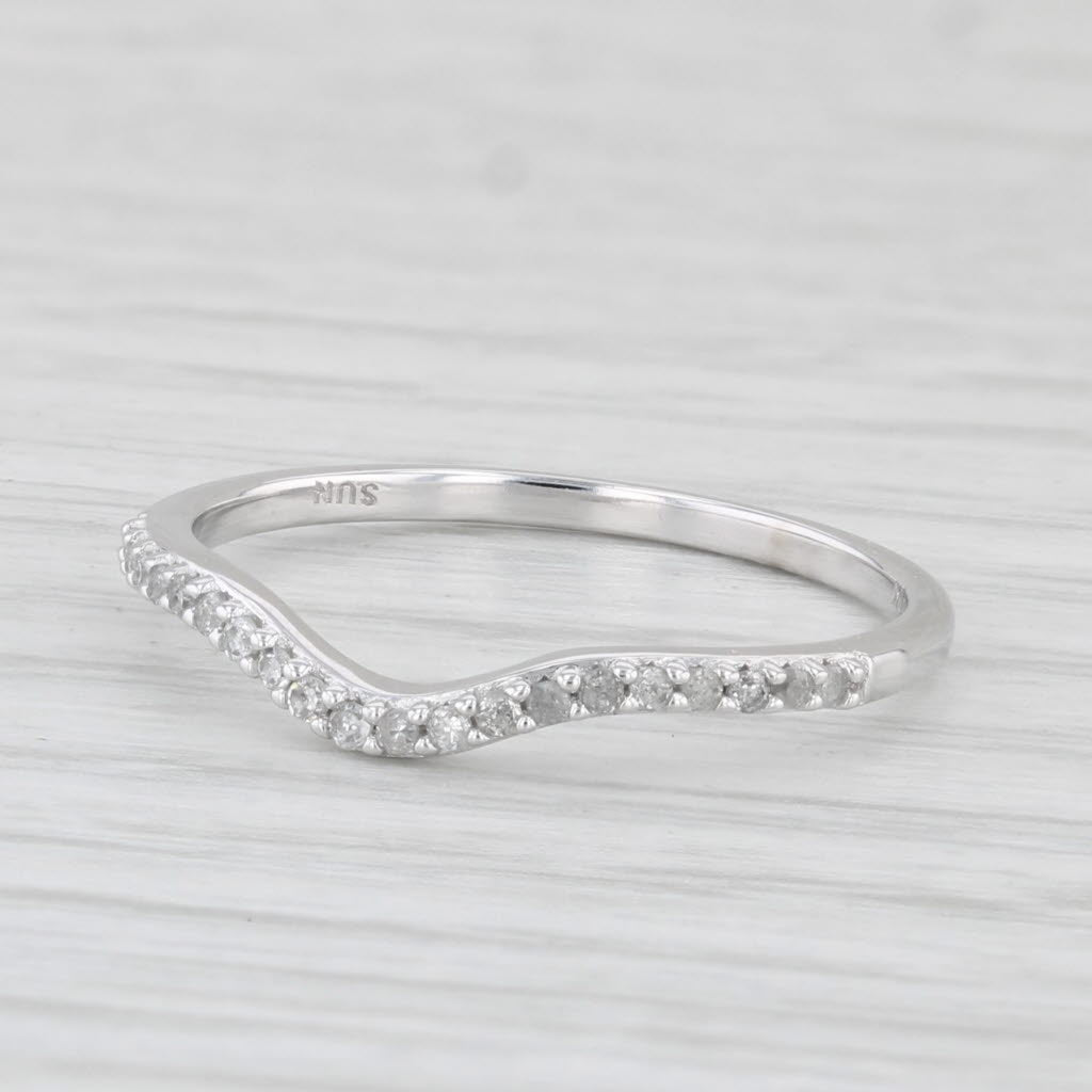 Light Gray Contoured Wedding Band Guard 10k White Gold Size 7 Stackable Ring