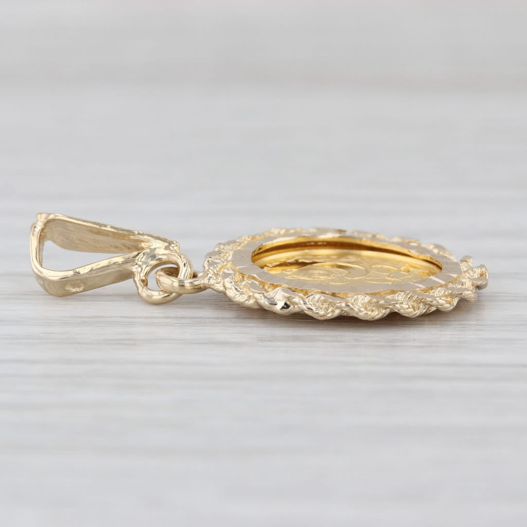 1991 5 Yuan Authentic Chinese Panda Coin Pendant 14k 999 Fine Gold 1/20oz