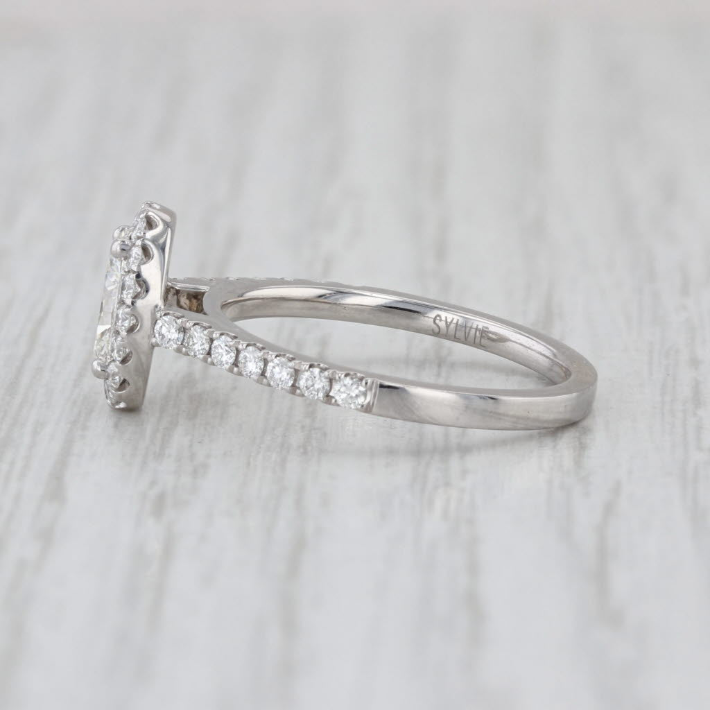 GIA 1.05ctw Diamond Oval Halo Engagement Ring 14k White Gold Size 6.5