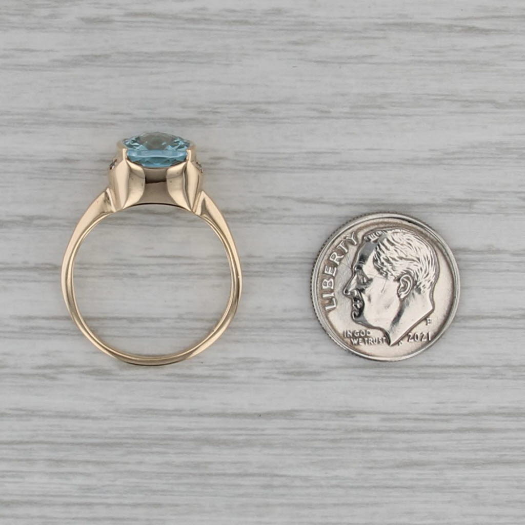3.22ctw Blue Topaz Diamond Ring 14k Yellow Gold Size 8.5 OC Tanner