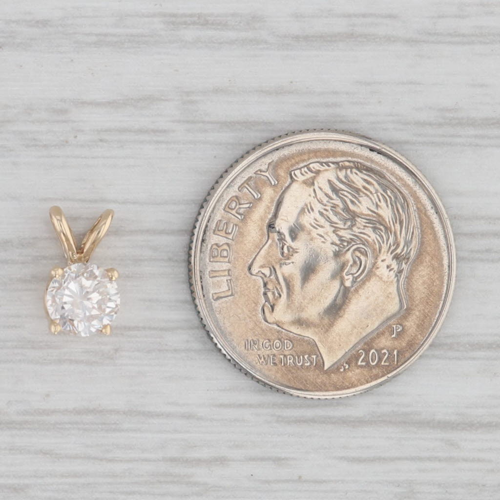 Gray 0.36ct Round Diamond Solitaire Pendant 14k Yellow Gold Small Drop