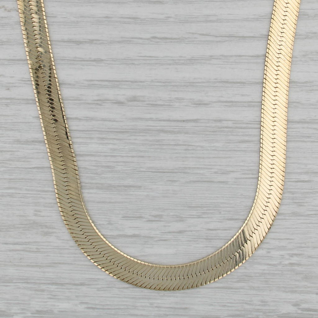 18" Herringbone Necklace 14k Yellow Gold 7.6mm Italy