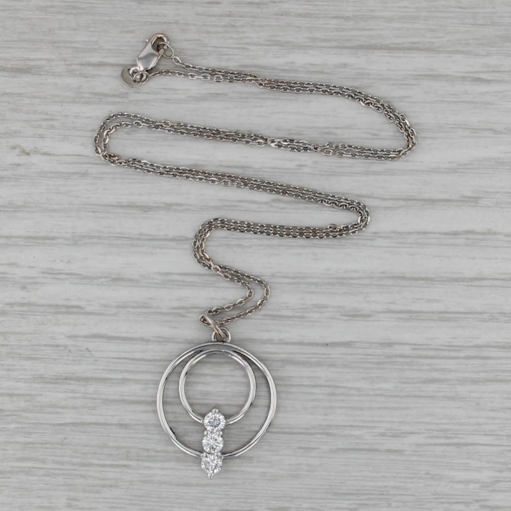 0.49ctw Diamond Circles Pendant Necklace 14k White Gold 18" Cable Chain