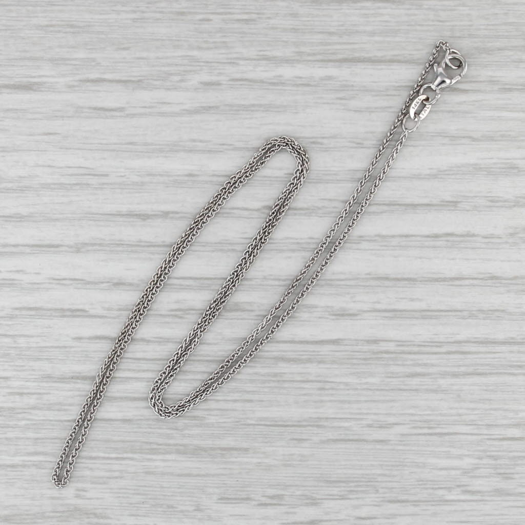 18" 1.3mm Wheat Chain Necklace 14k White Gold