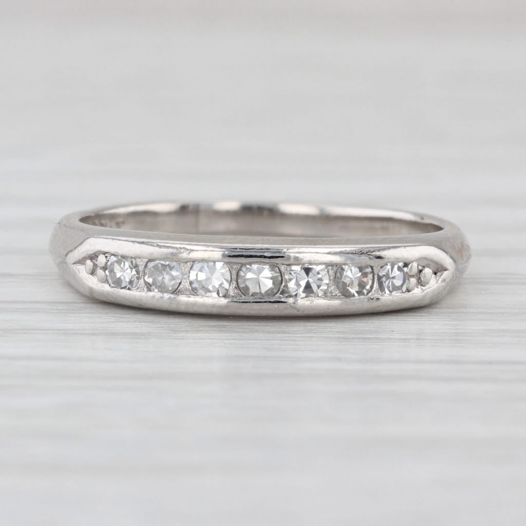 0.18ctw Diamond Wedding Band Platinum Ring Size 6.25 Stackable