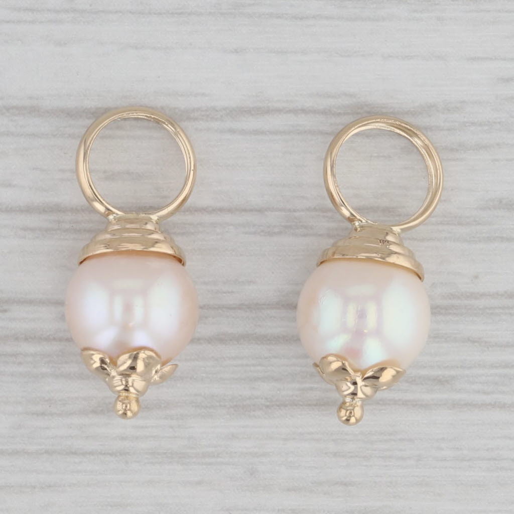 Gray Cultured Pearl Earring Enhancer Charms 14k Yellow Gold