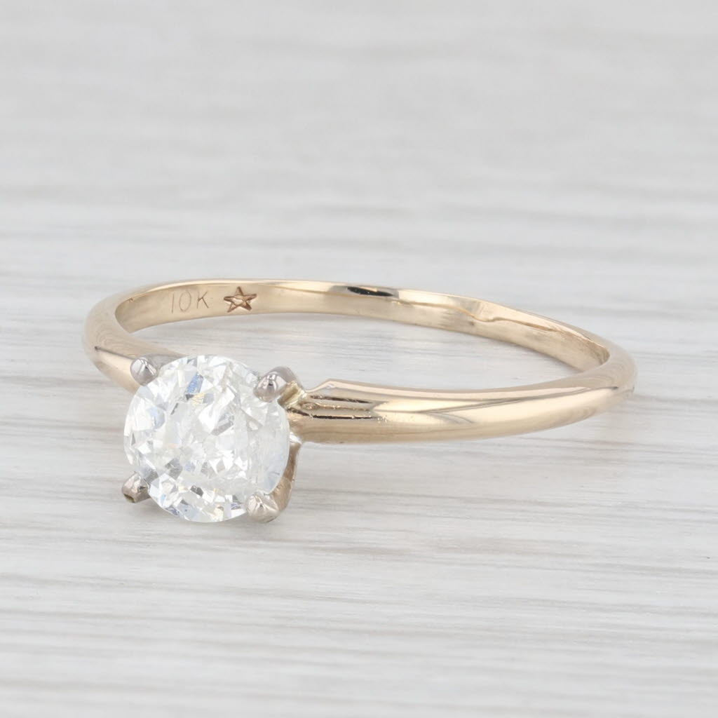 Light Gray 0.85ctw Round Diamond Solitaire Enagement Ring 10k Yellow White Gold Size 8.5
