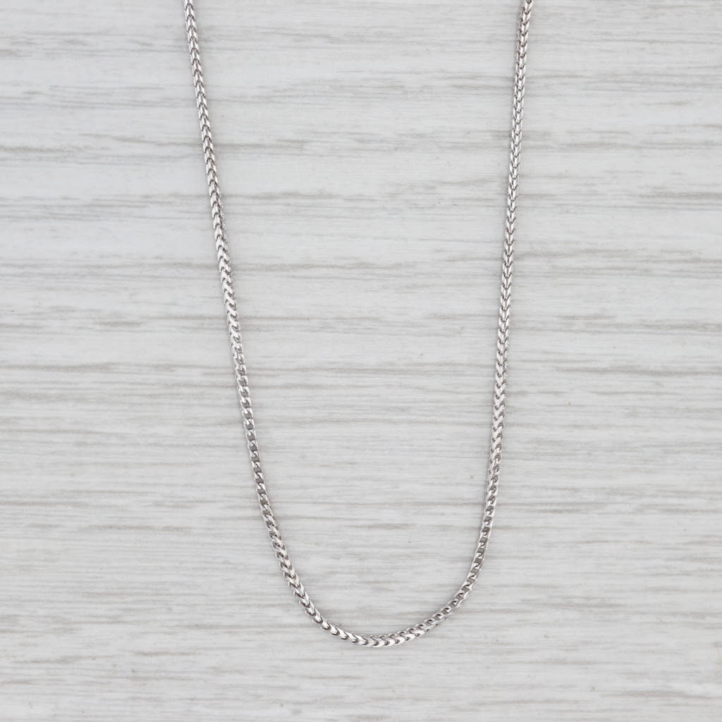 Light Gray Wheat Chain Necklace 18k White Gold 16" 1.2mm