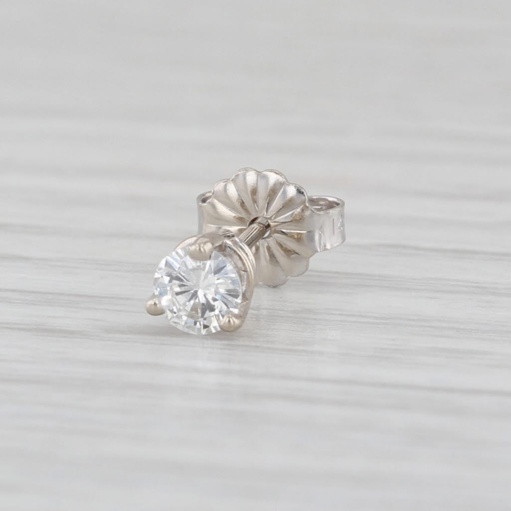 Single 0.20ct Diamond Solitaire Stud Earring 14k White Gold Round VS2 F-G