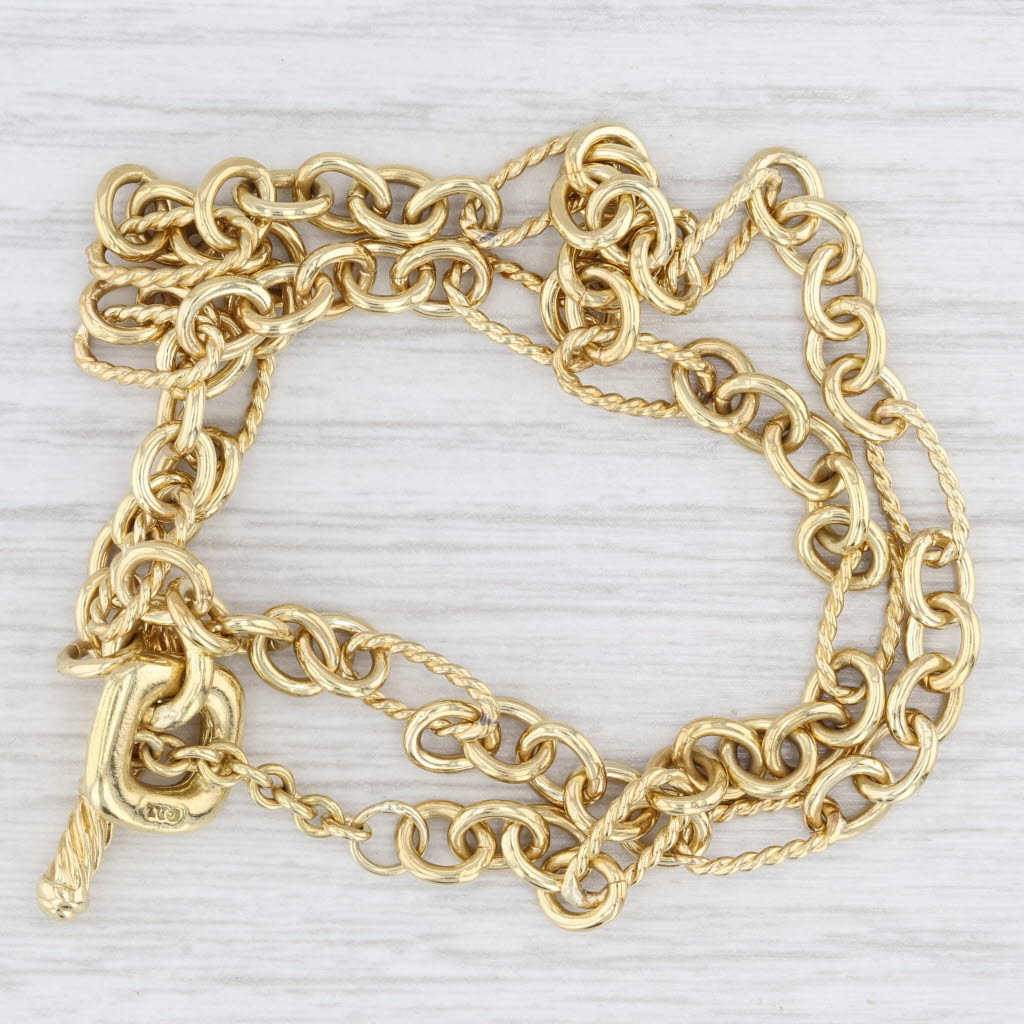 Light Gray David Yurman Cable Chain Necklace 18k Yellow Gold 16.5" 5.4mm Ring Toggle Clasp