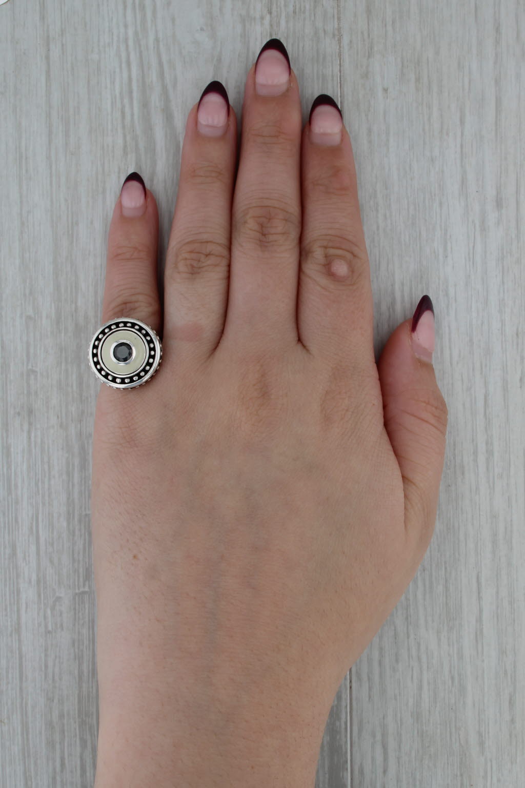 Kameleon Black Cubic Zirconia Pop Ring Sterling Silver Size 5.25 Interchangeable