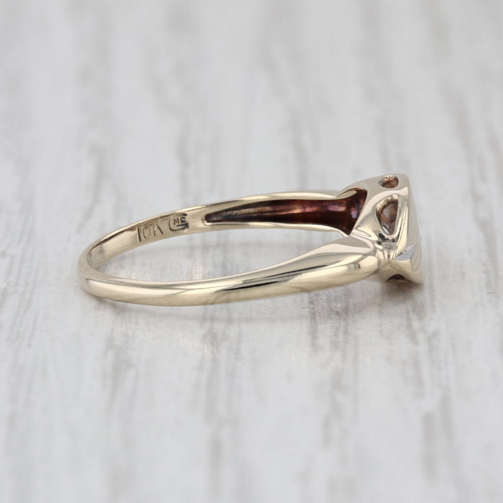 Vintage Diamond Star Solitaire Signet Ring 10k Yellow Gold Size 7