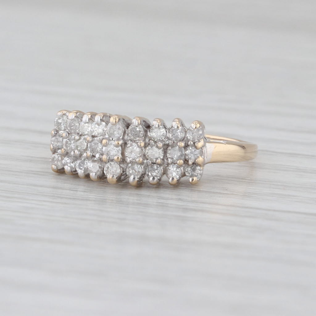 0.40ctw Diamond Rooftop Pyramid Ring 14k Yellow Gold Stackable Size 7