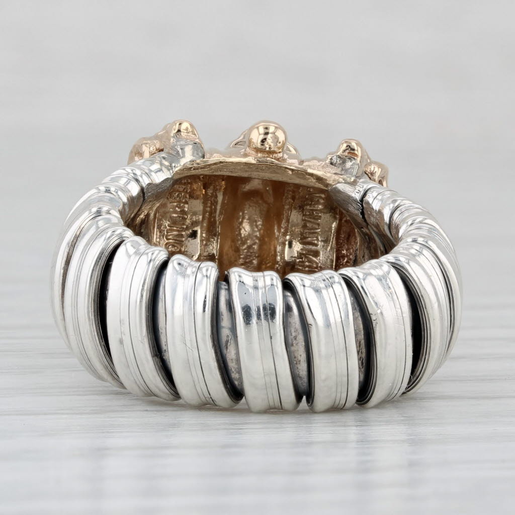 Light Gray Alwand Vahan 2-Toned Statement Ring 14k Yellow Gold Sterling Silver Size 5.5