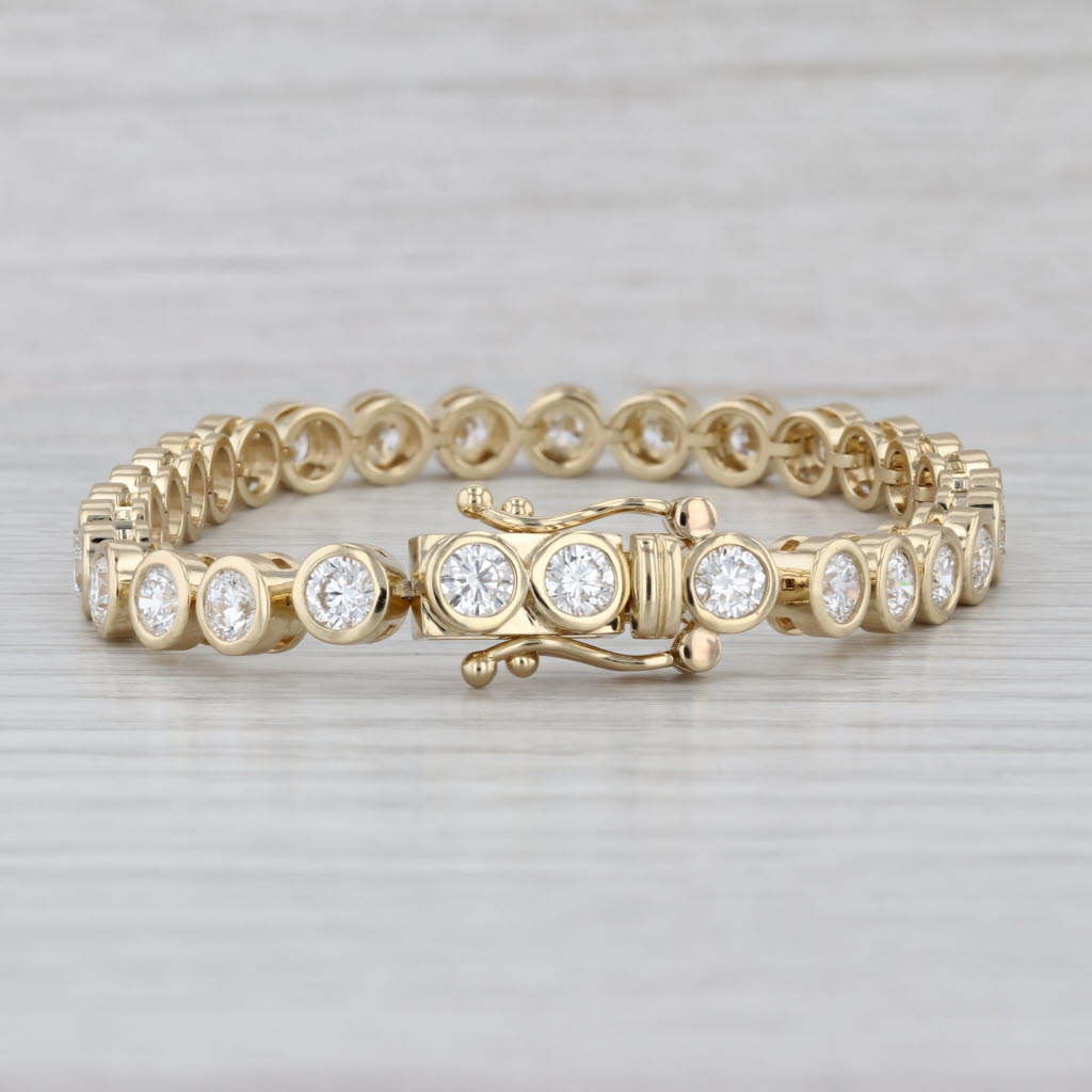 New 7.54ctw Lab Diamond Tennis Bracelet 14k Yellow Gold 6.75" 5.6mm