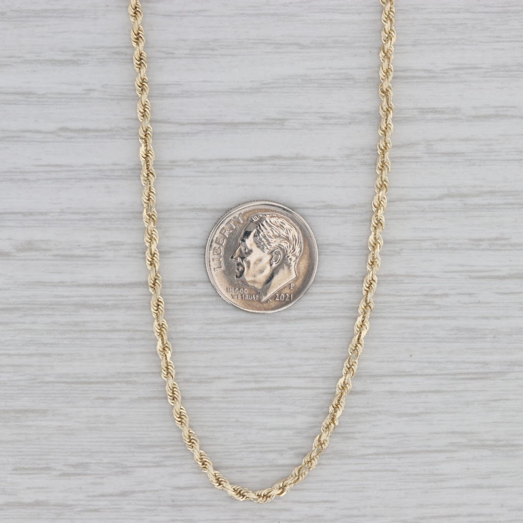 Gray Rope Chain Necklace 10k Yellow Gold 23.75" 2.3mm