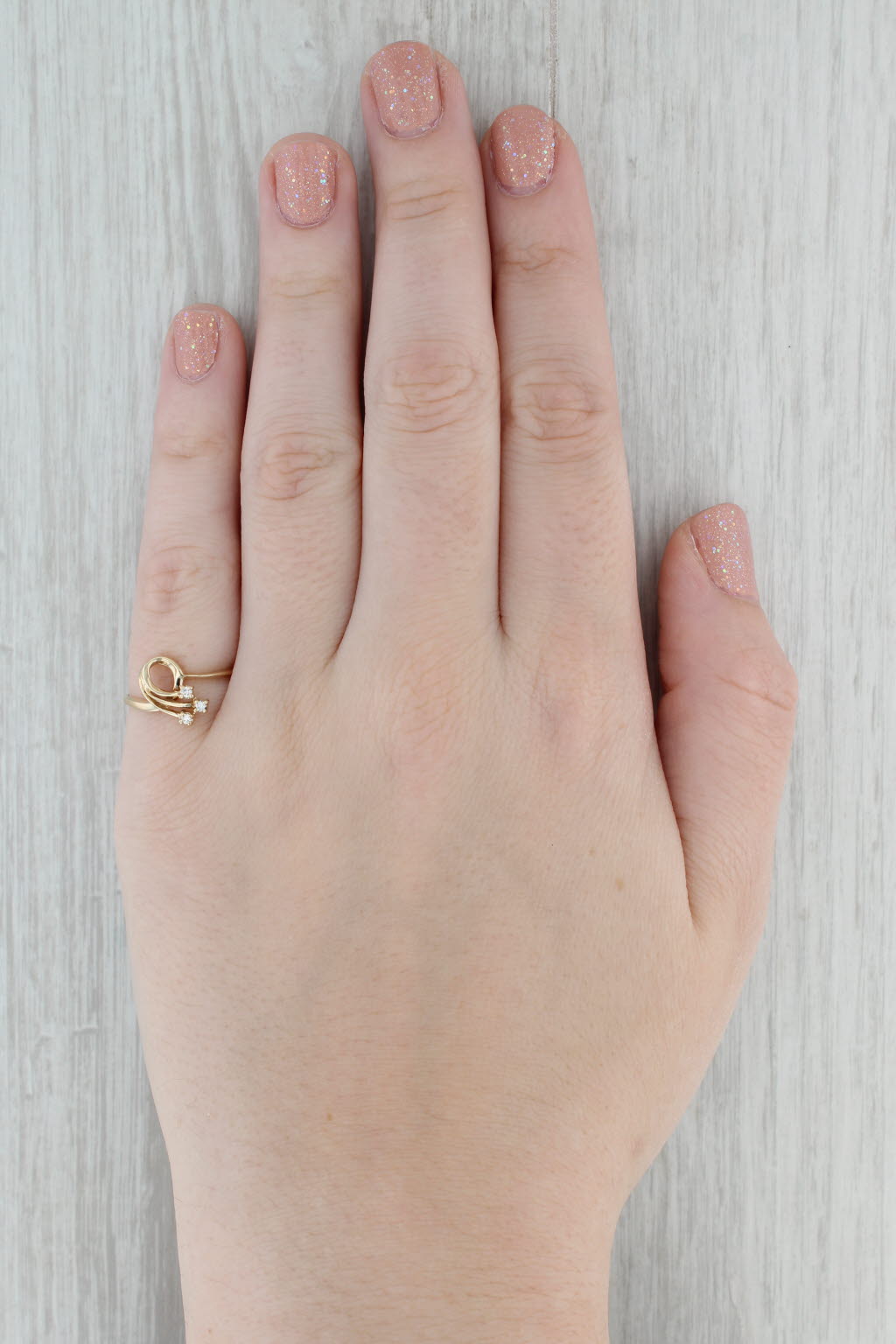 Gray Diamond Shooting Stars Ring 14k Yellow Gold Size 6.5