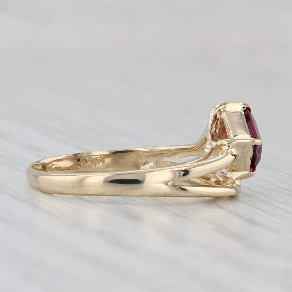 Light Gray 0.60ct Rhodolite Garnet Emerald Cut Solitaire Ring 14k Yellow Gold Size 5.5