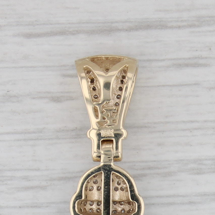 0.30ctw Diamond Barbershop Pendant 10k Yellow Gold Enamel