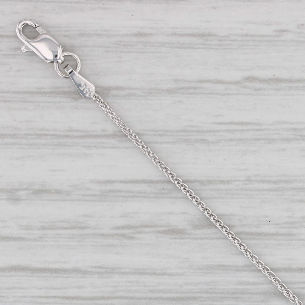 Gray New Round Wheat Chain Necklace 14k White Gold 18" 1mm