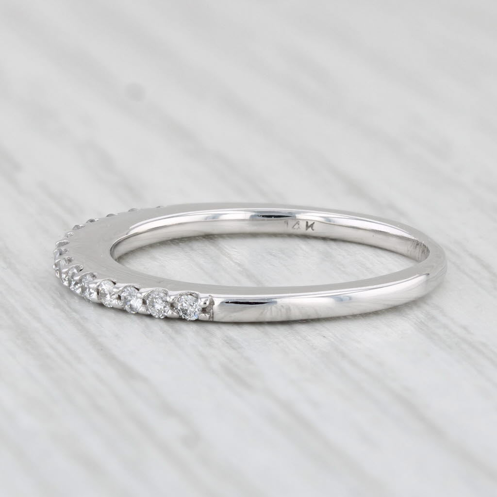 Light Gray 0.15ctw Diamond Wedding Band 14k White Gold Stackable Anniversary Ring Size 6