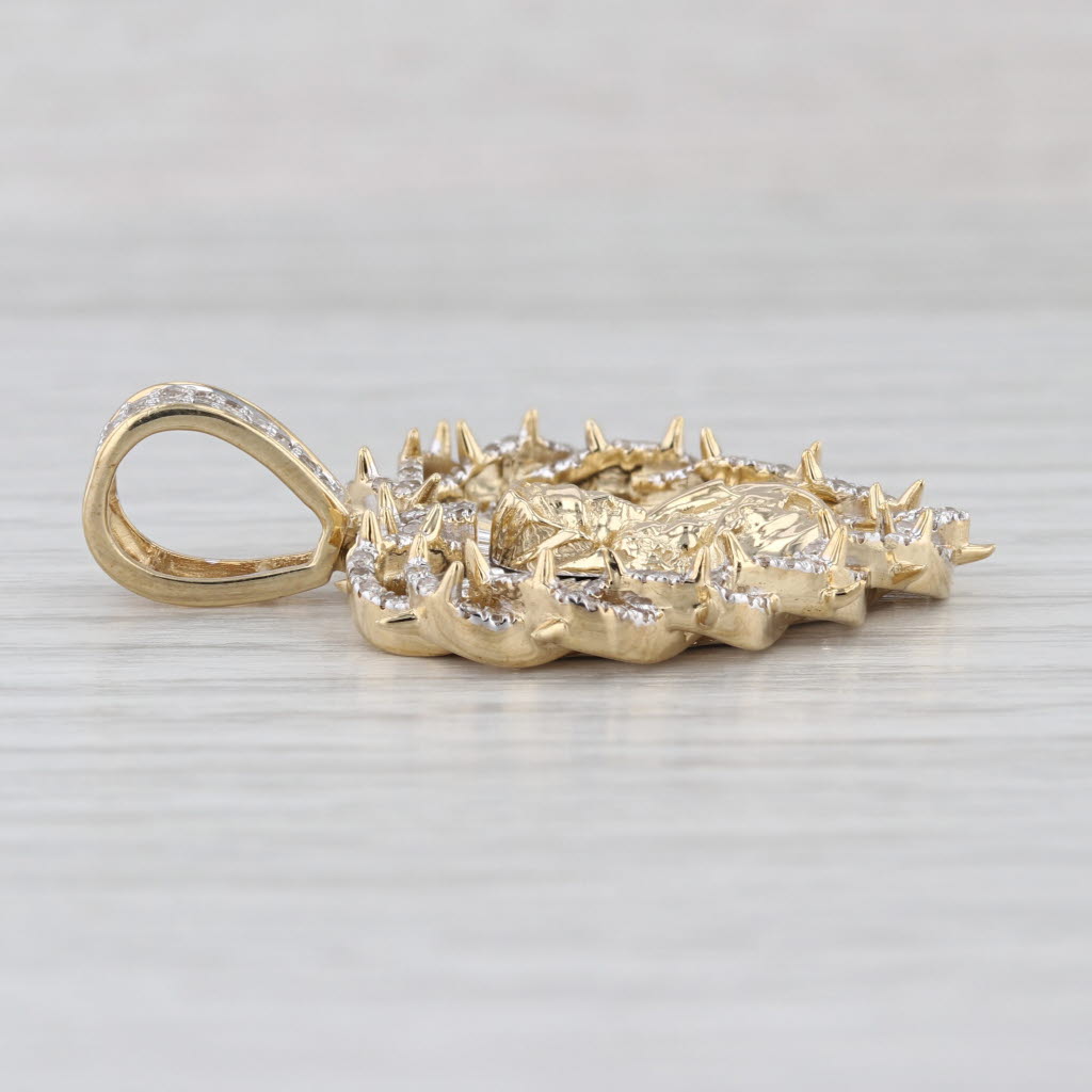 Mother Mary Holding Jesus Heart Pendant 0.71ctw Diamond 10k Gold Engravable