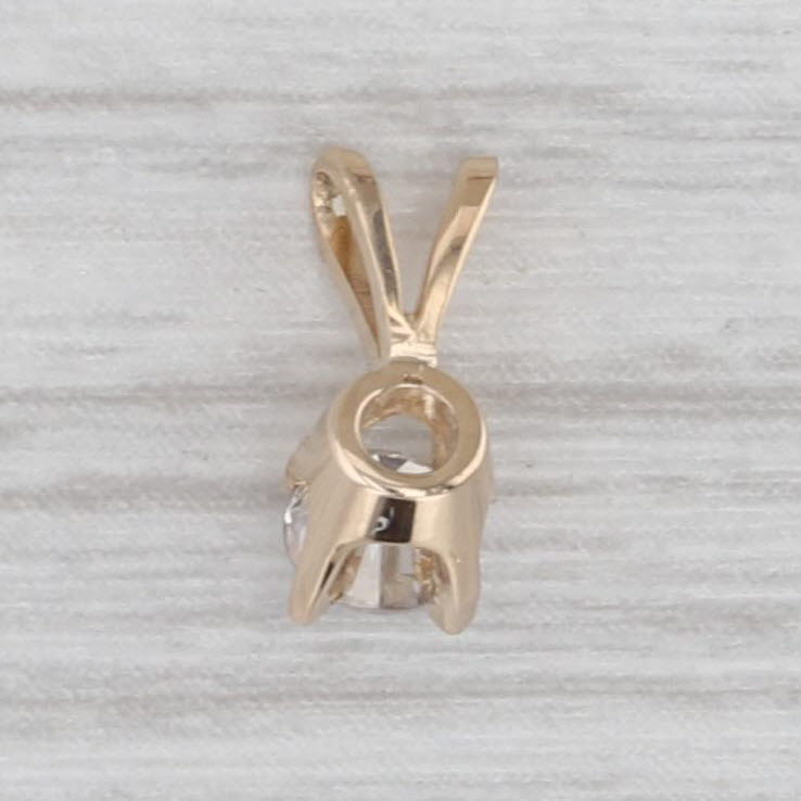 Gray New Small 0.20ct Round Diamond Solitaire Pendant 14k Yellow Gold