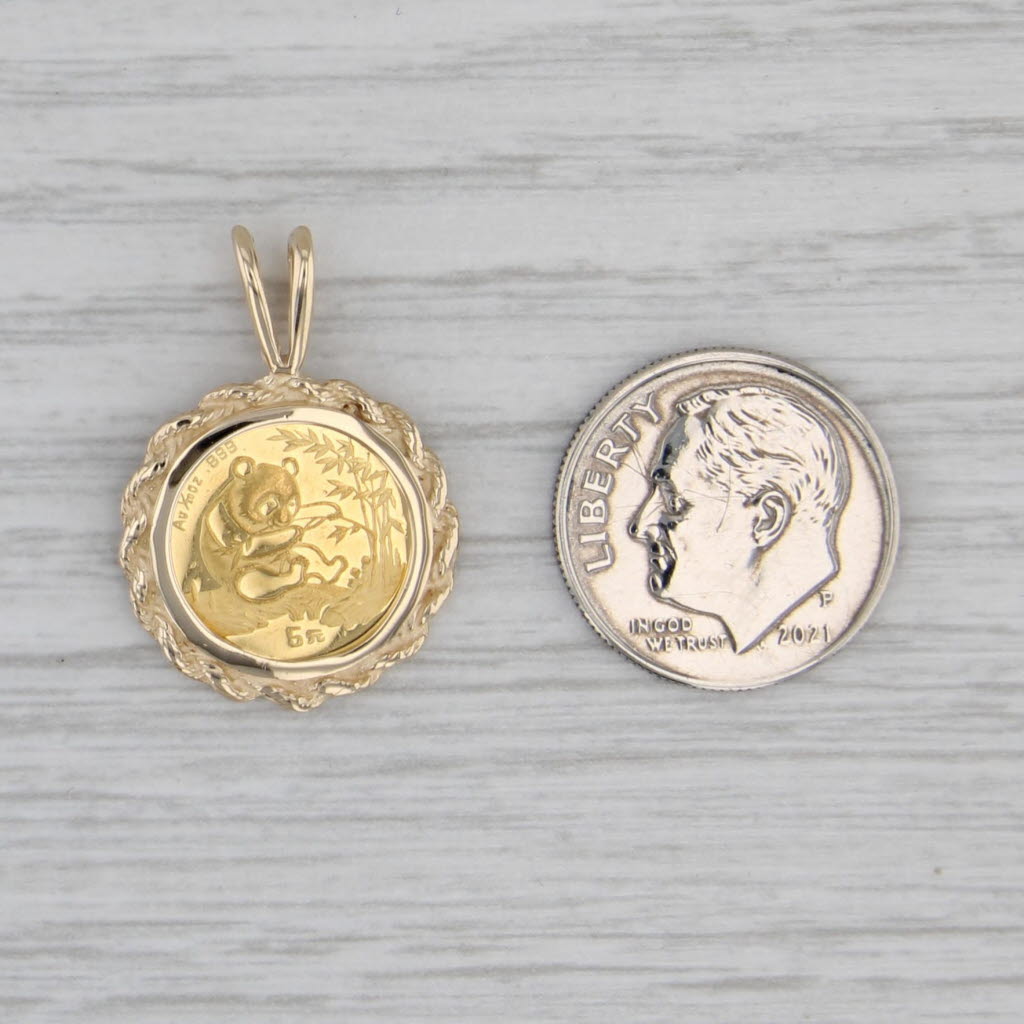 5 Yuan 1994 1/20 Gold Chinese Panda Coin Pendant 10k 999 Fine Yellow Gold