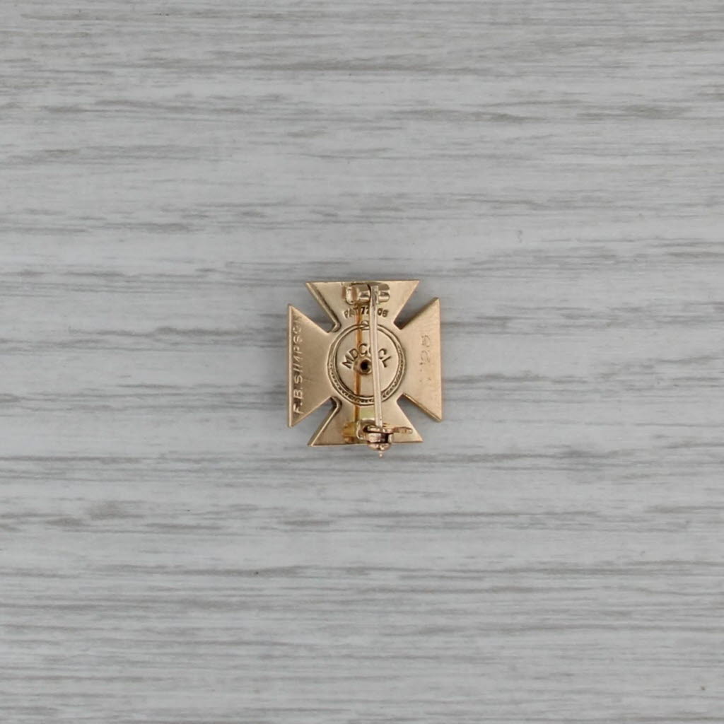 Large Sigma Phi Kappa Skull Cross Pin 10k Gold 1928 Greek Fraternity Badge