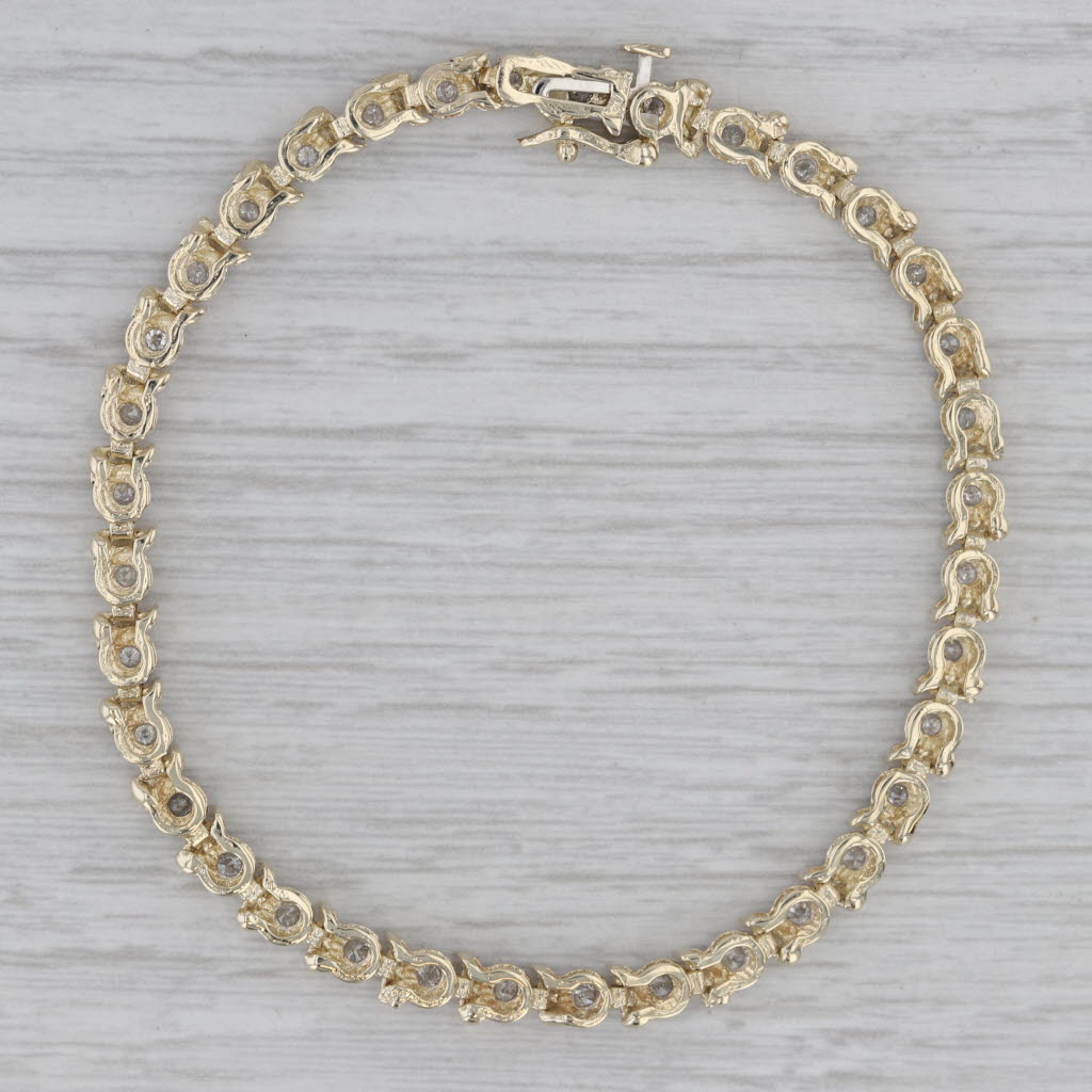 Gray 1ctw Diamond Tennis Bracelet 10k Yellow Gold 7.25" 4.3mm