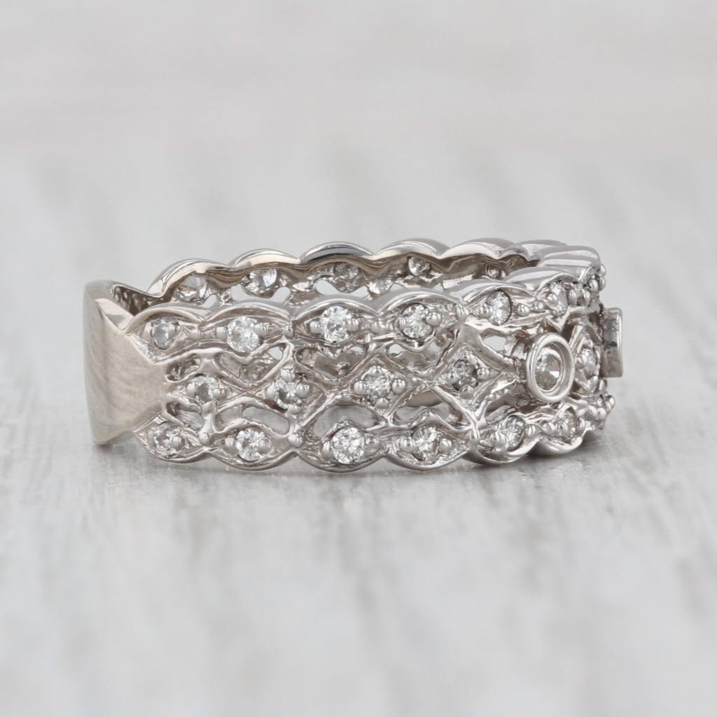0.44ctw Diamond 3-Band Ring 14k White Gold Size 6.5 Stackable Bridal Anniversary