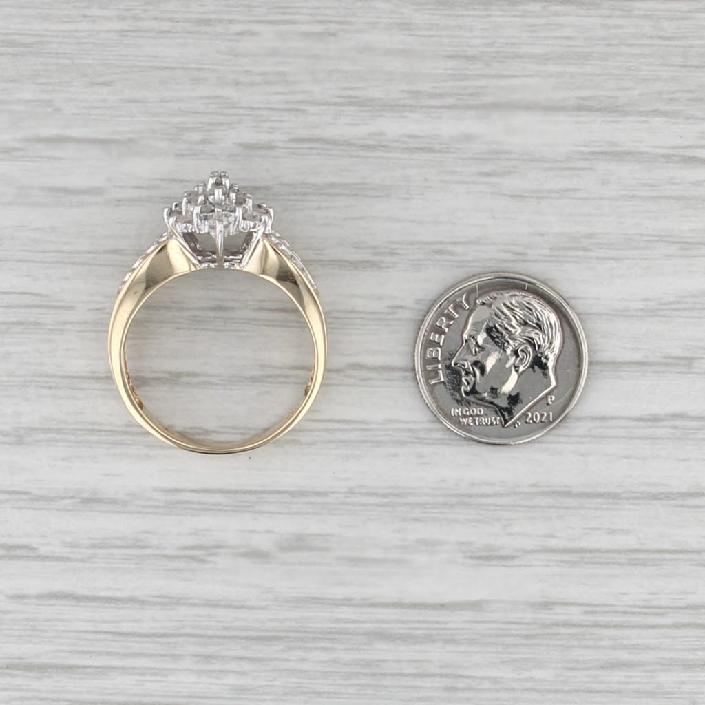 0.72ctw Diamond Cluster Ring 10k Yellow Gold Size 9 Engagement