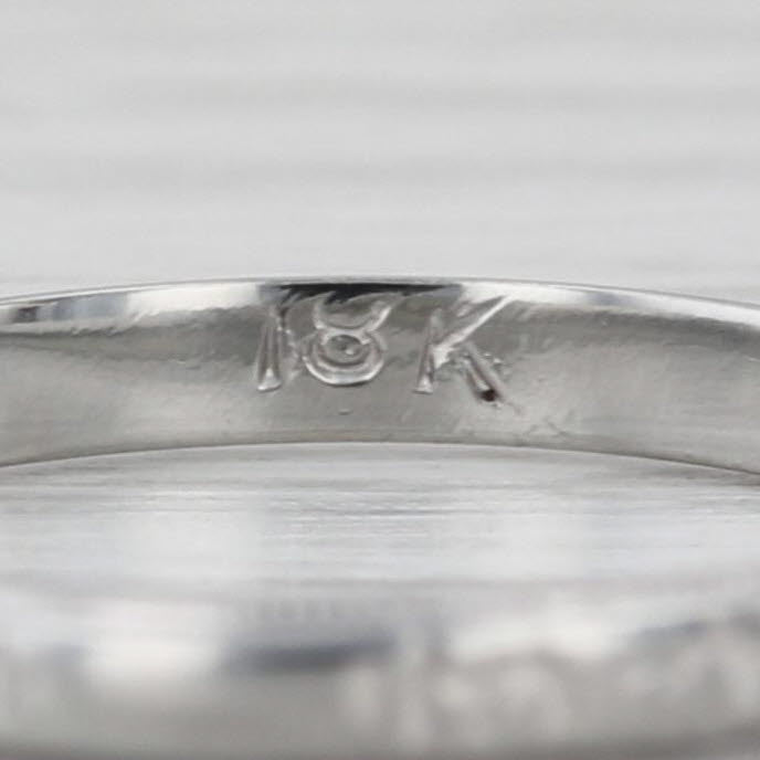 Art Deco Floral Engraved Wedding Band 18k White Gold Stackable Ring Size 6