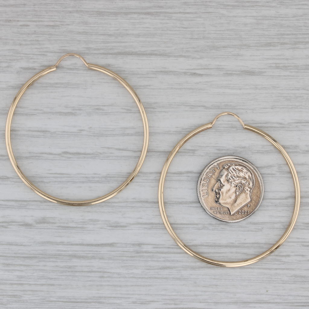 Gray Round Hoop Earrings 14k Yellow Gold Pierced Hoops