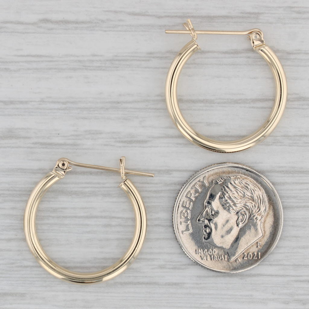 Gray Classic Hoop Earrings 14k Yellow Gold Snap Top Round Hoops