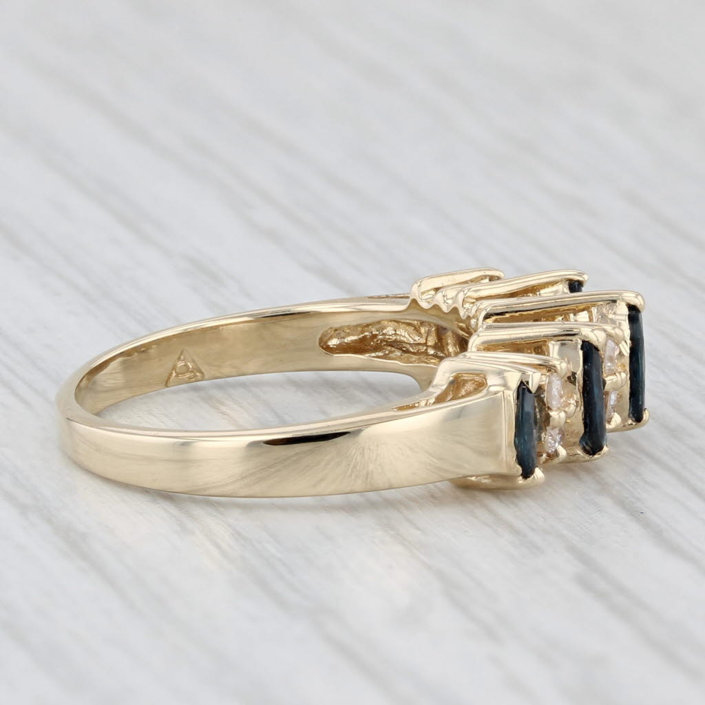 Light Gray 0.84ctw Blue Sapphire Diamond Ring 14k Yellow Gold Tiered Stackable Size 6