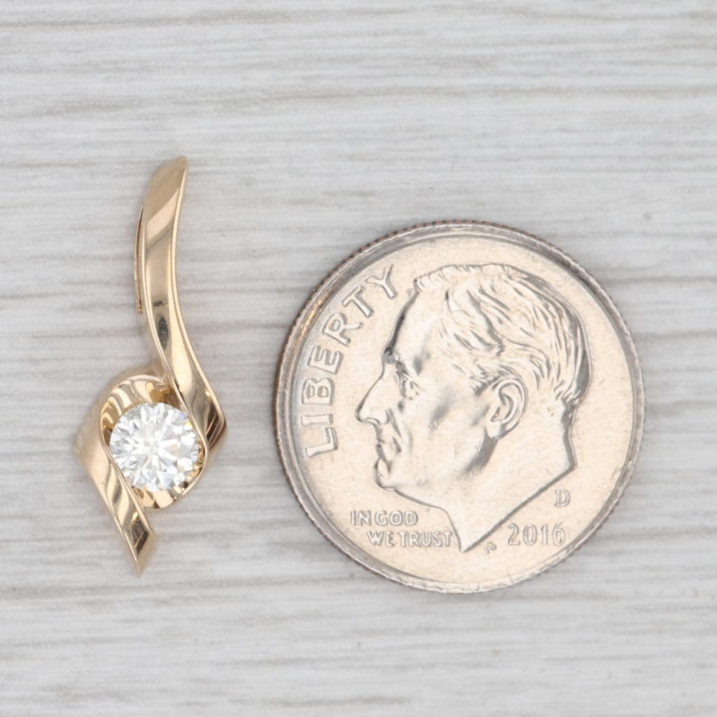 Light Gray 0.28ct Round Diamond Solitaire Pendant 14k Yellow Gold Small Drop Sirena