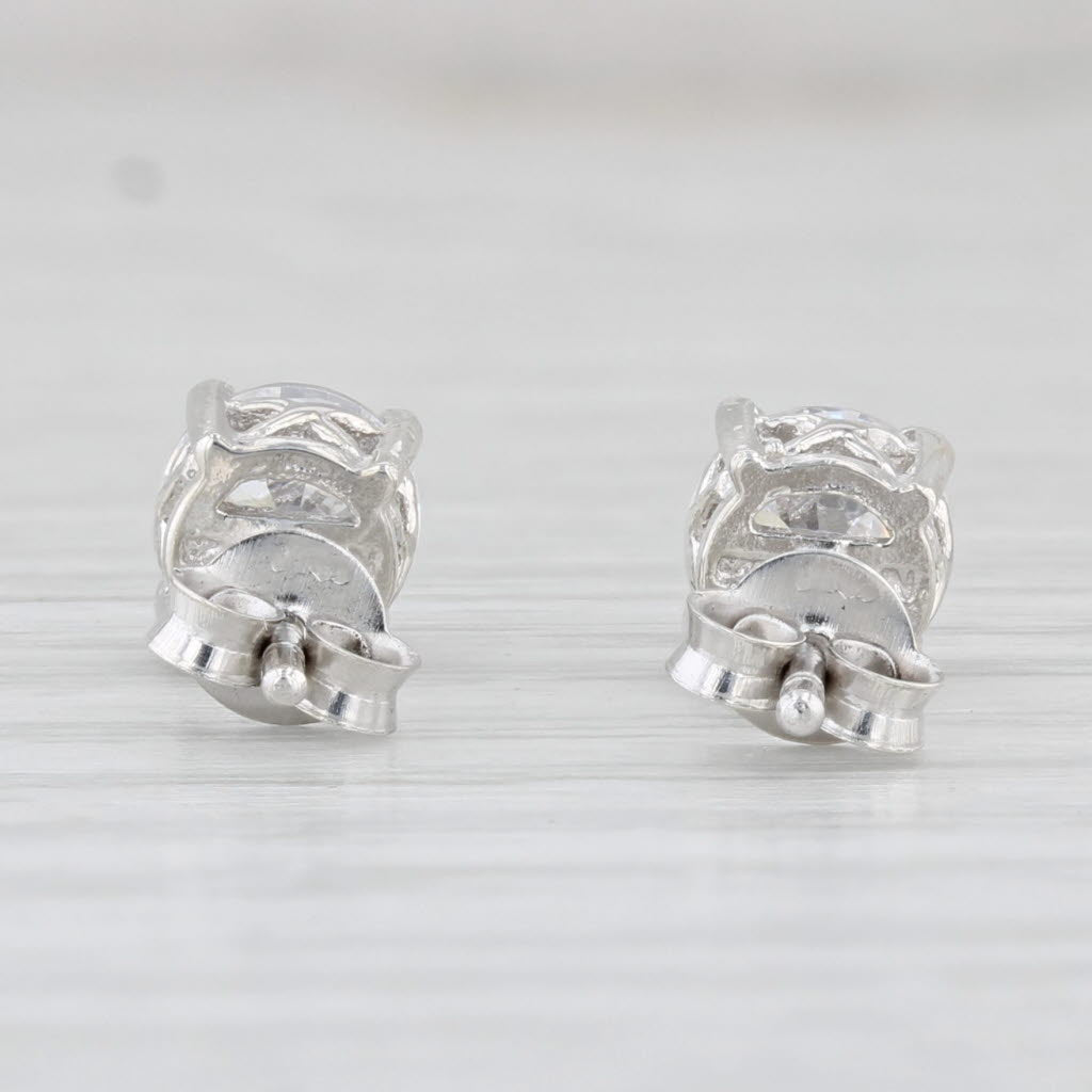 Light Gray 1.52ctw Cubic Zirconia Stud Earrings Sterling Silver Round Solitaire Studs