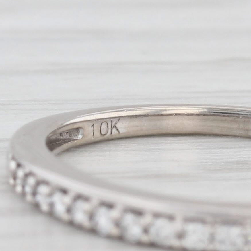 Light Gray 0.14ctw Diamond Wedding Band 10k White Gold Stackable Anniversary Ring