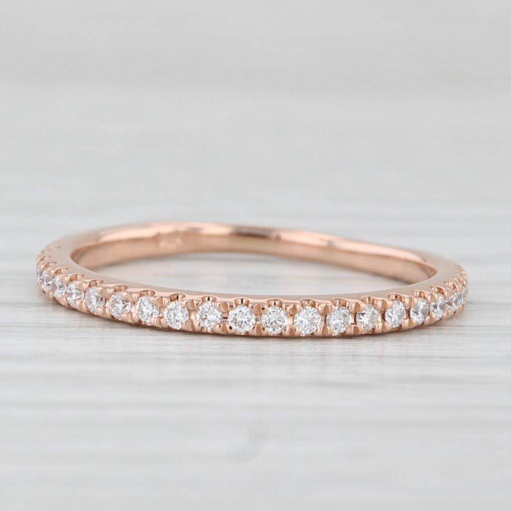 Light Gray 0.30ctw Diamond Wedding Band 14k Rose Gold Size 7.5 Stackable Ring