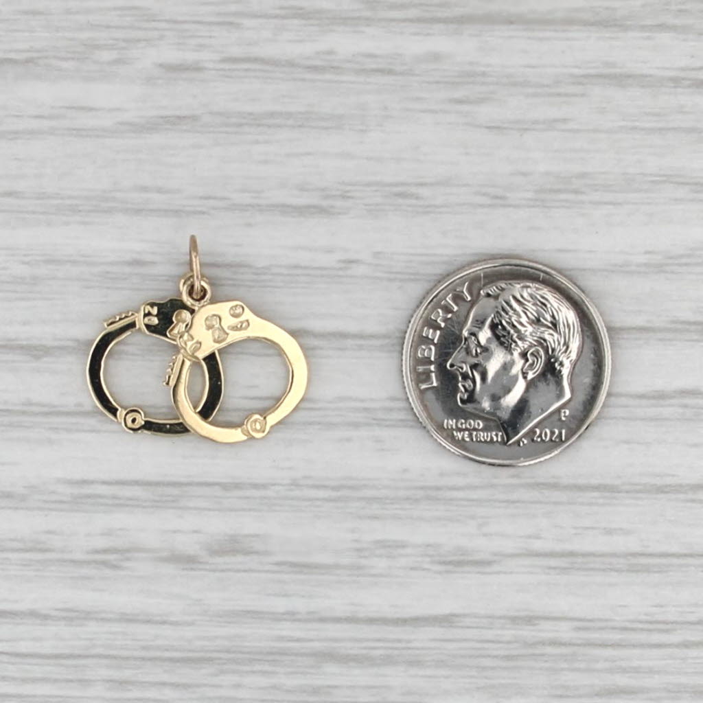 Handcuffs Charm 14k Yellow Gold Small Drop Pendant