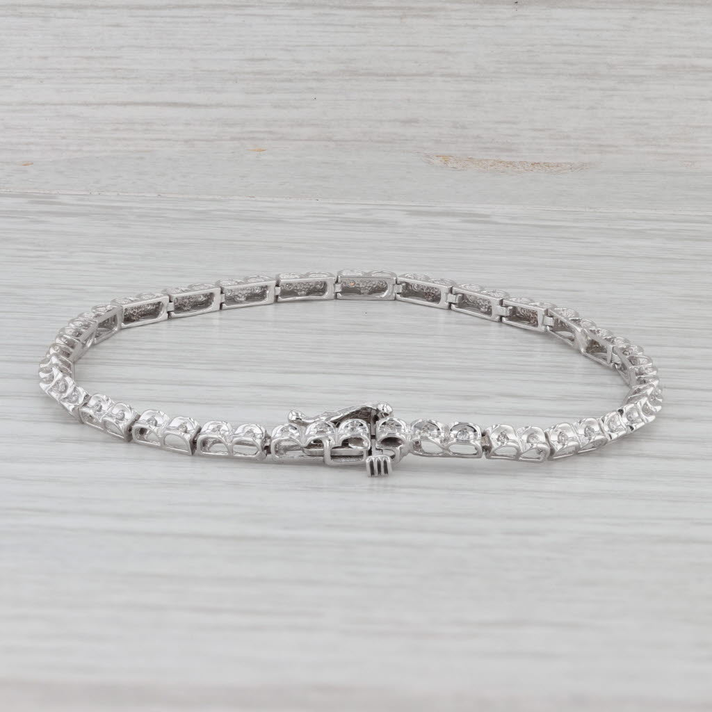 Gray 0.25ctw Diamond Tennis Bracelet 10k White Gold 7.25" 2.7mm