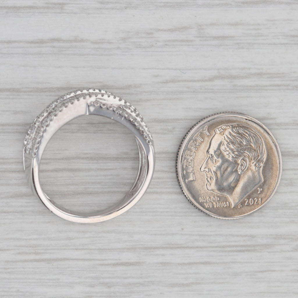 Gray Effy 1.15ctw Diamond Cross Over Ring 14k White Gold Channel Set Baguettes