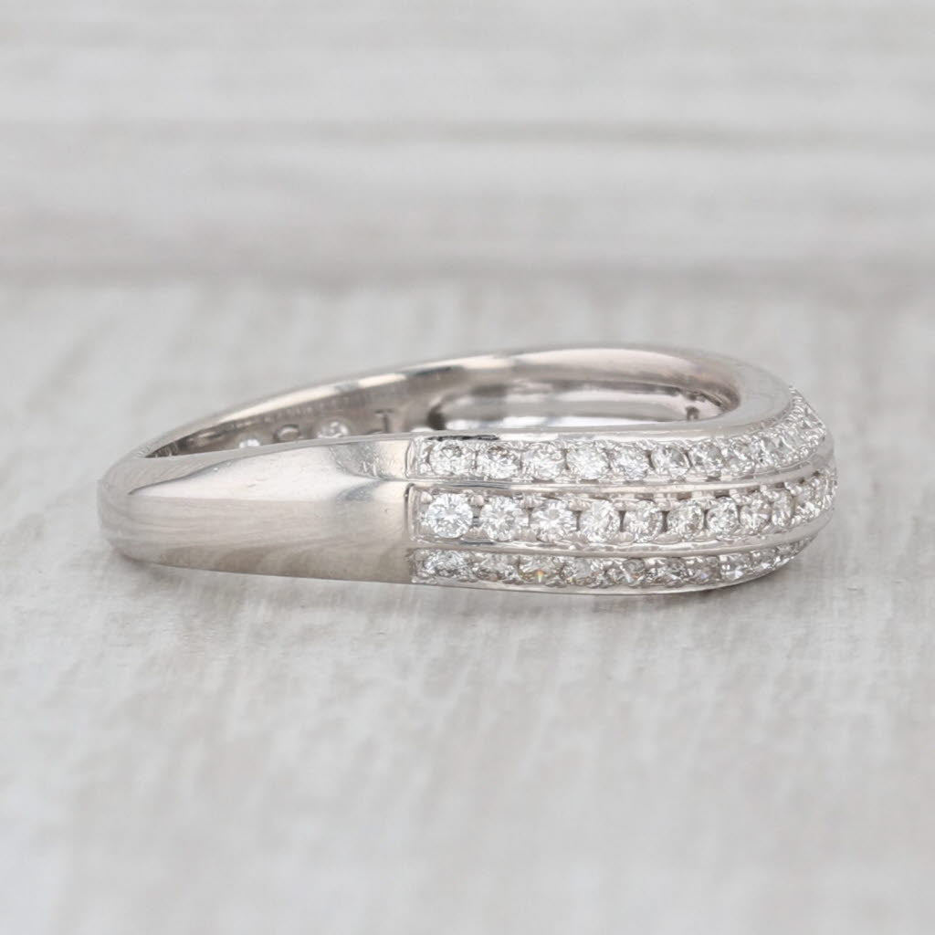 0.50ctw 3 Row Diamond Ring 14k White Gold Size 6.75 Wedding Anniverary Band