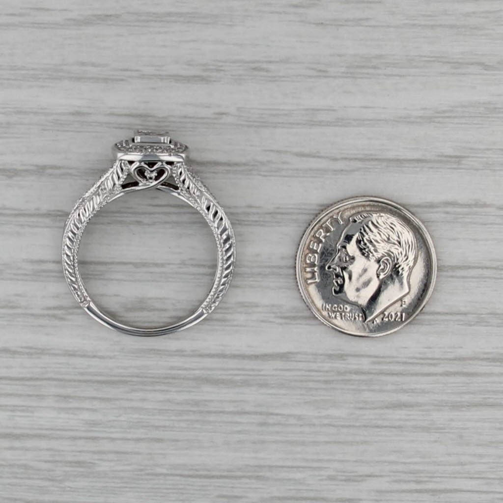 0.26ctw Princess Diamond Halo Engagement Ring 14k White Gold Size 7