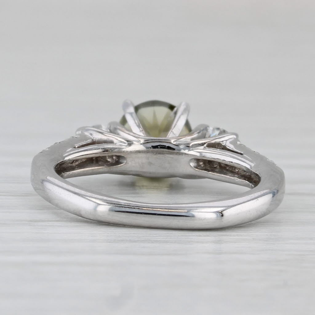 Gray 1.42ctw Green Tourmaline Diamond Ring 18k White Gold Size 4 Engagement