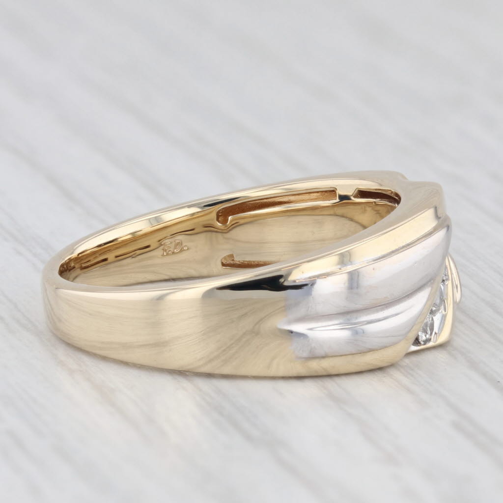Light Gray 0.20ctw Diamond Men's Ring 10k Yellow Gold Size 10.5 Wedding Band