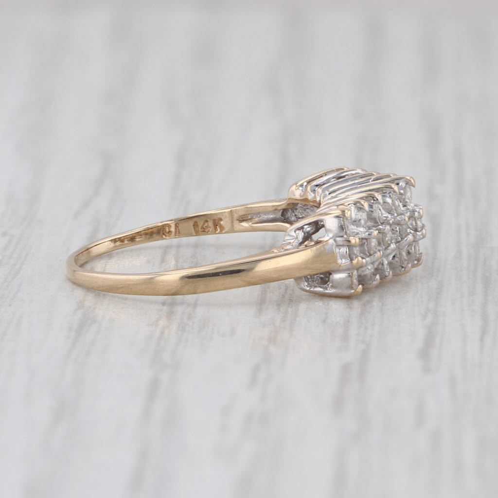 0.40ctw Diamond Rooftop Pyramid Ring 14k Yellow Gold Stackable Size 7
