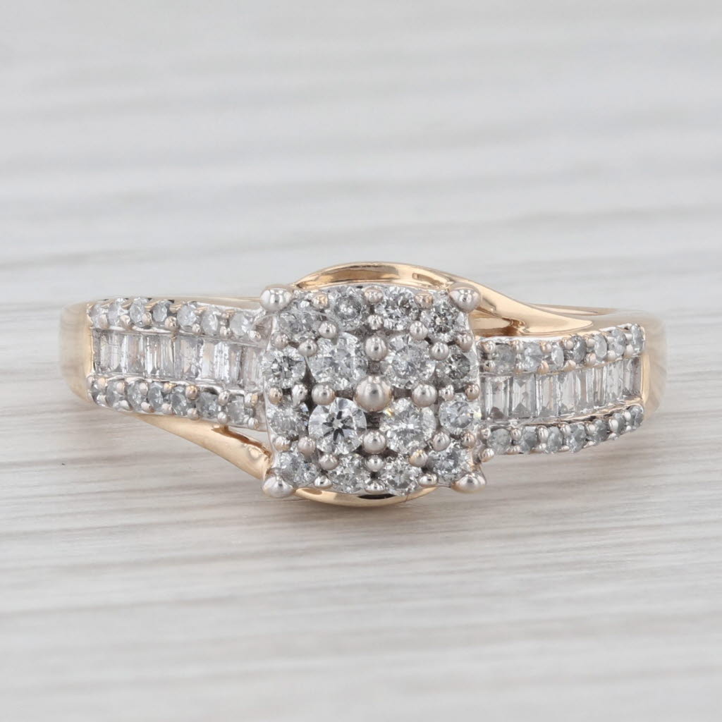 Light Gray 0.40ctw Diamond Cluster Engagement Ring 10k Yellow Gold Size 6.5