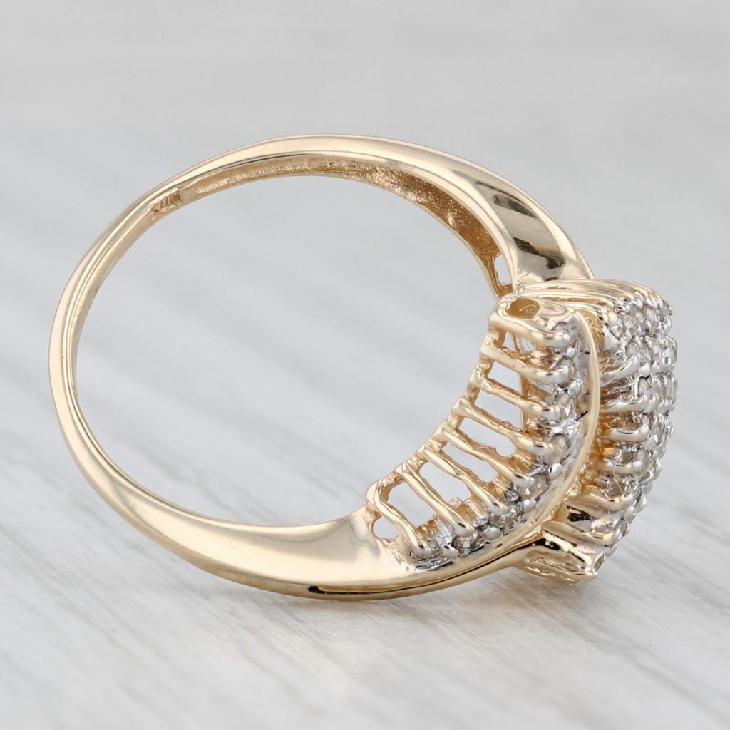 Light Gray 0.36ctw Diamond Cluster Bypass Ring 10k Yellow Gold Size 7.25